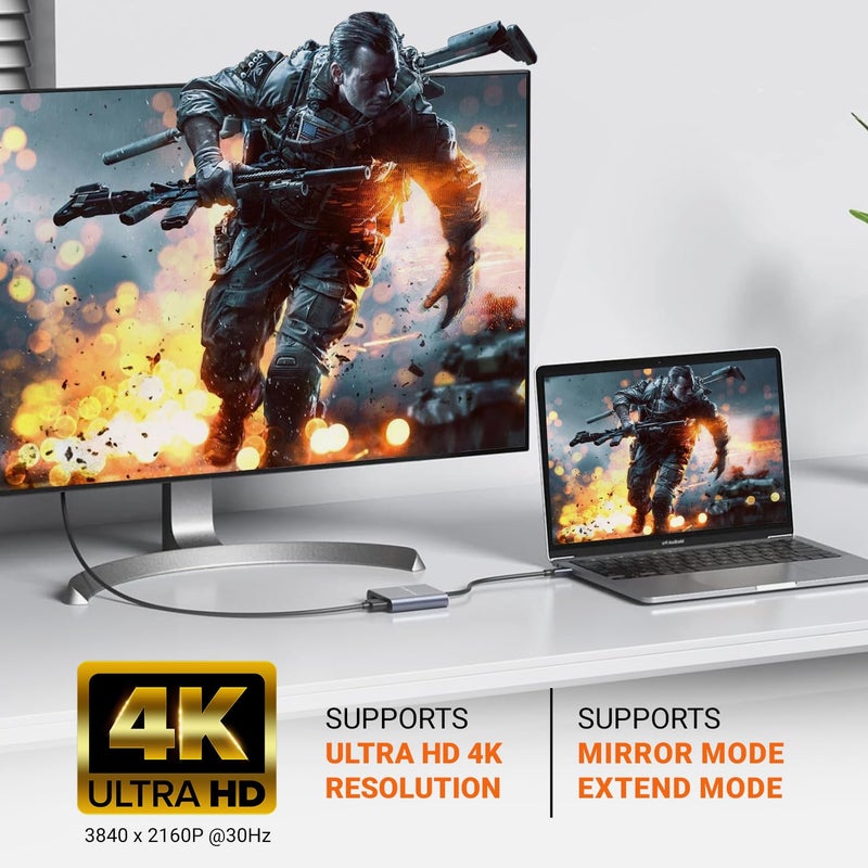tuKZer 4-in-1 Type-C Hub to HDMI 4K@30Hz, VGA 1080P@60Hz, USB 3.0 Data, 100W PD, MultiPort Adapter Compatible with MacBook Pro Air iPad, Dell, Samsung Galaxy & Other Type-C Device - Image 4