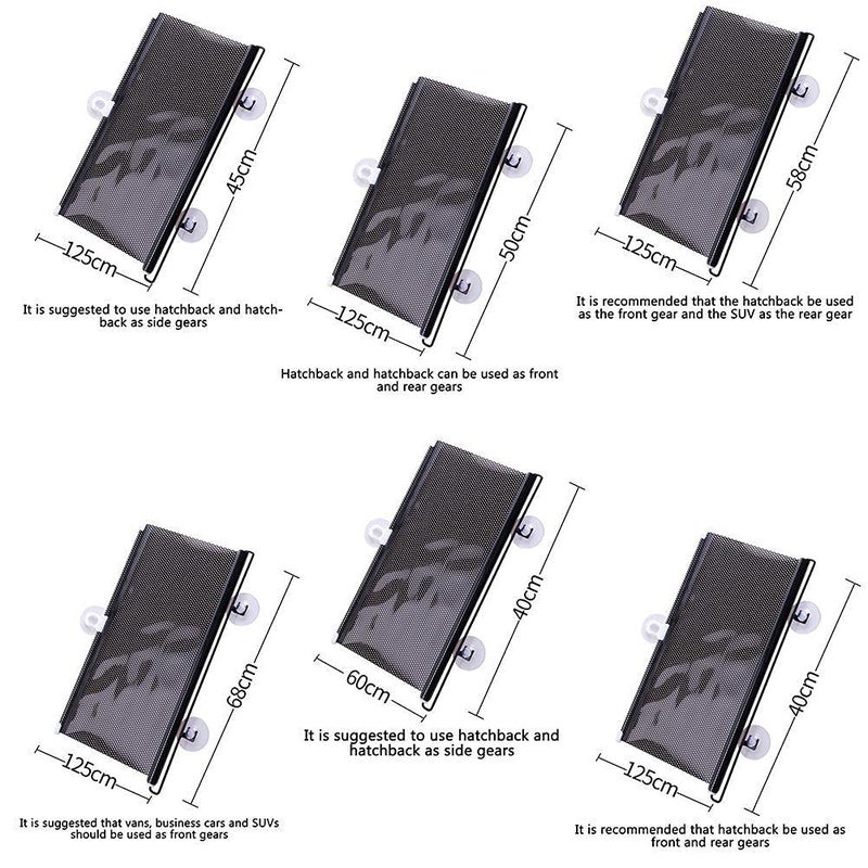 KIMISS Windshield Sun Shade, Car Automatic Retractable Sunshade Windshield Sun Block Visor Shade Curtain Sun (Black 68x125cm) - Image 2