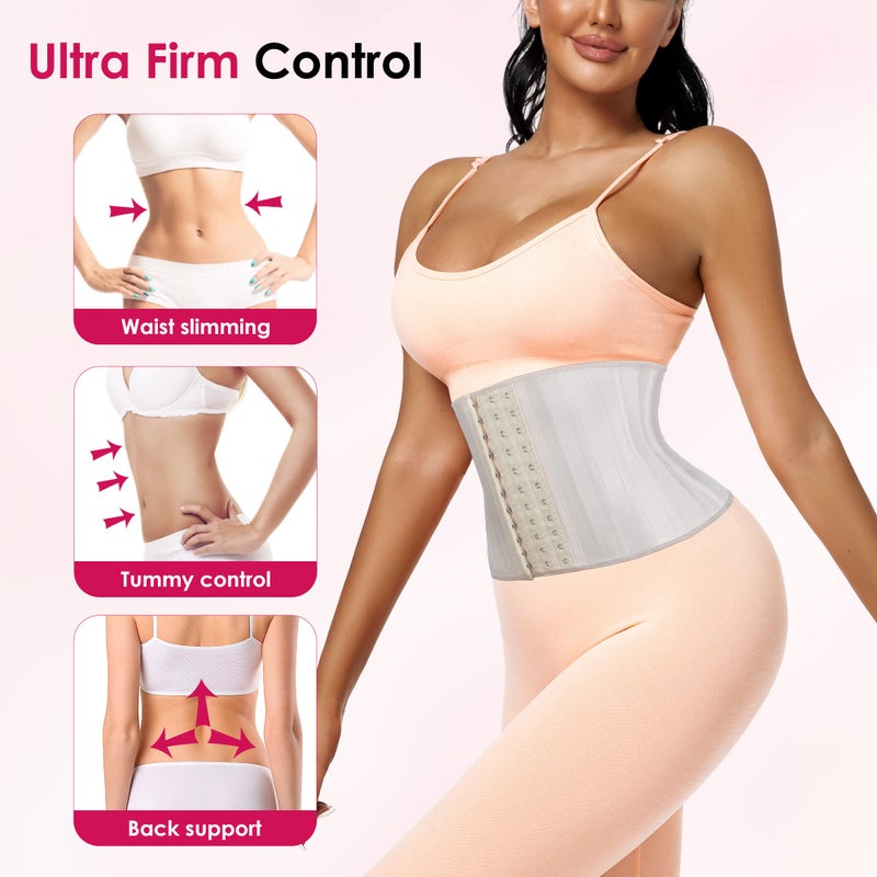 Atbuty Short Torso Waist Trainers Cincher Corset Underbust Body Shaper Latex Sport Girdle (Beige (9'' Short Torso, 25 Steel Bones), 4XS) - Image 5