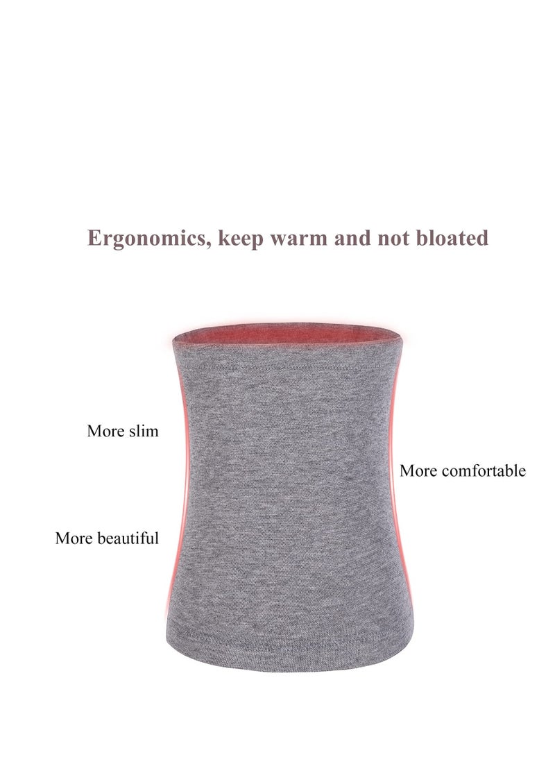 NALACAL Dual Layers Thin Waist Kidney Warmer Bellyband Elastic Lower Back Stomach Belly Wrap Brace Seniors Thermal Lumbar Waist Abdomen Warmer Support for Cold Weather, Deep Grey