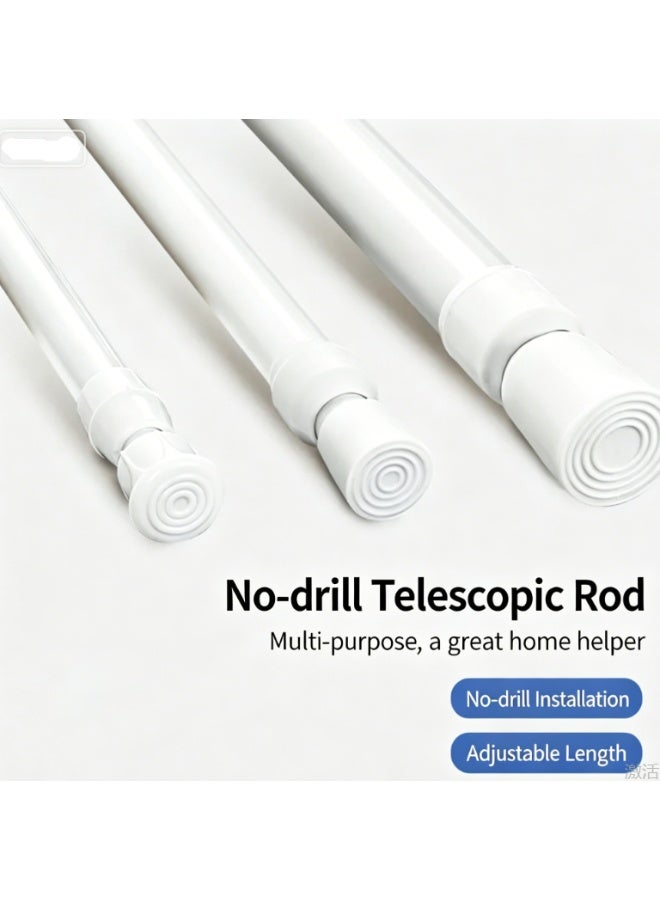 2 Pack Spring Tension Curtain Rod Adjustable 70-120cm，2.2 cm Diameter， White，Small Short Expandable Spring Loaded Curtain Tension Rods For Window, Bathroom, Cupboards, Kitchen - Image 2