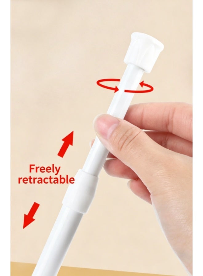 2 Pack Spring Tension Curtain Rod Adjustable 70-120cm，2.2 cm Diameter， White，Small Short Expandable Spring Loaded Curtain Tension Rods For Window, Bathroom, Cupboards, Kitchen - Image 3