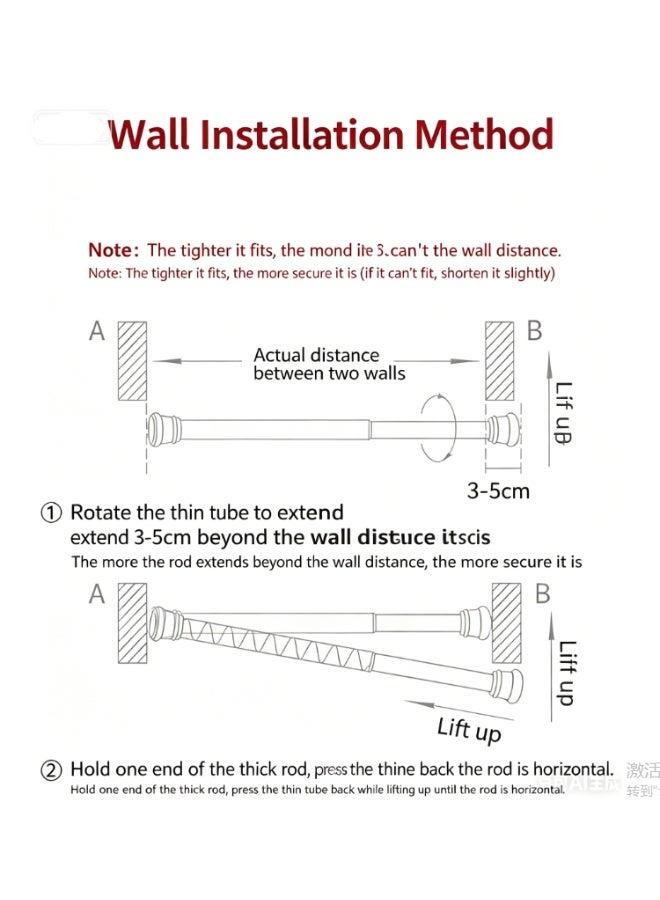 2 Pack Spring Tension Curtain Rod Adjustable 70-120cm，2.2 cm Diameter， White，Small Short Expandable Spring Loaded Curtain Tension Rods For Window, Bathroom, Cupboards, Kitchen - Image 5