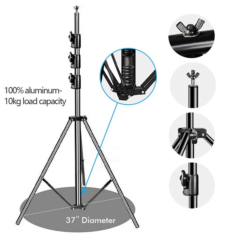 SLOW DOLPHIN 10 x 10Ft Photo Video Studio Heavy Duty Adjustable Muslin Backdrop Stand Background Support System Kit for Photography with Carrying Bag 8 Pcs Clip Clamps - Image 2