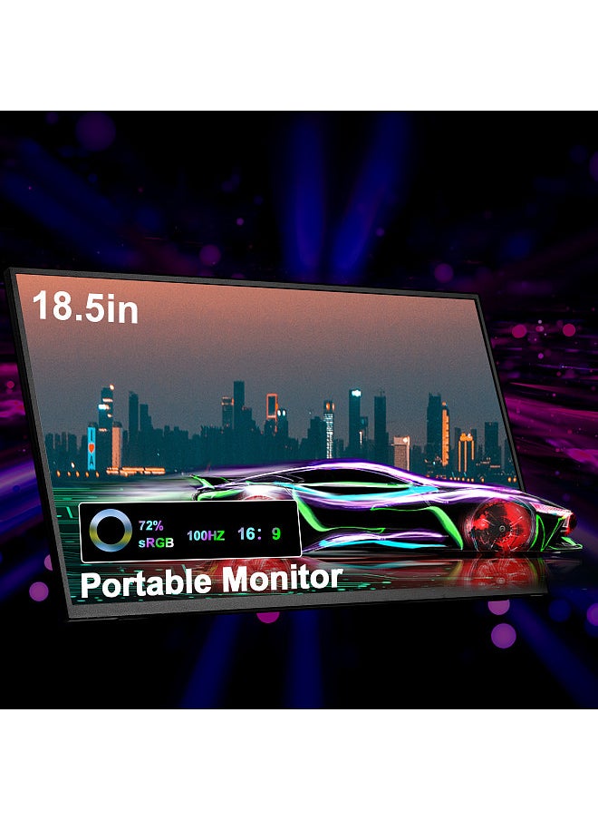 Generic - Portable Monitor 18.5 ''FHD 100Hz Computer Monitor Gaming Monitor Office Monitor for Laptop MacBook Surface PC PS4/PS5 Xbox with stand - Image 1