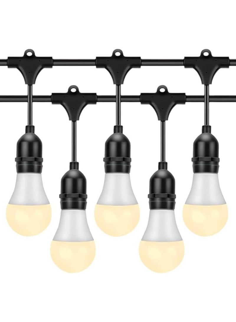 Yuwell Outdoor Waterproof IP65 Led String Lights E27 Holder 20 Meter Bulb Holder Wire With 40 LED Bulbs 9W Warm White With EU Plug Solar Bulb Holder For Ramadan Decoration Lights And Outdoor Decoration Light Hanging Light String Wire Ramadan Light For Commercial Patio Garden & Porch Yard - Image 1