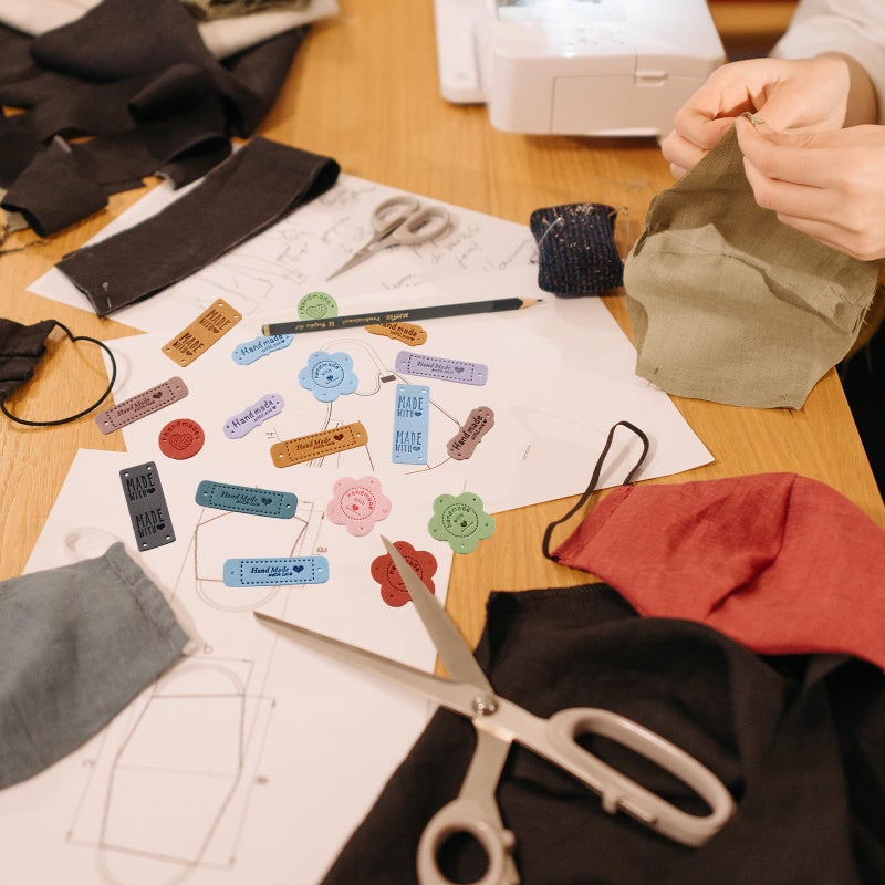 Sliverdew 50pcs Handmade Tags for Crochet Handmade Leather Labels Faux Handmade with Love Leather Tags for Handmade Items Embellishment Knit Accessories with Hole for DIY Crafts Sewing Crochet Knitting Hats - Image 5