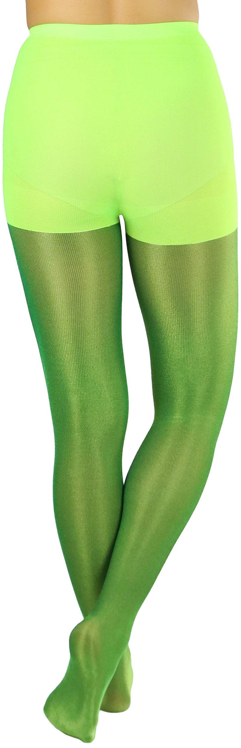ToBeInStyle Women’s Shine & Shimmer Metallic Pantyhose Opaque Lurex Tights - Neon Green - Image 2