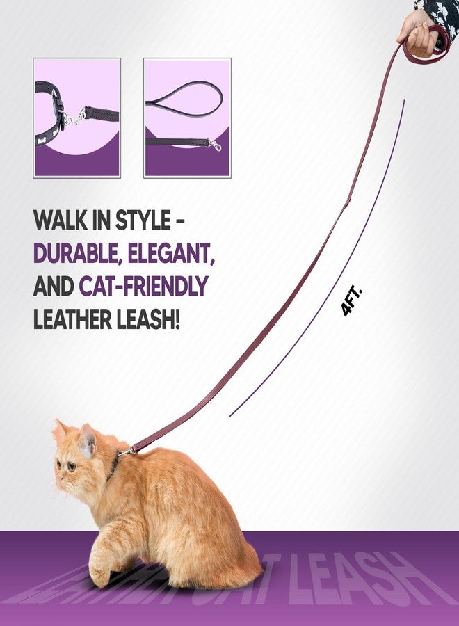 ADIL'S Adil’S Leather Cat Leash - Durable, Stylish & Comfortable Genuine Leather 4ft Long Leash with Secure Trigger Snap Hook for Safe Walks and Outdoor Adventures, (Chestnut) - Image 5