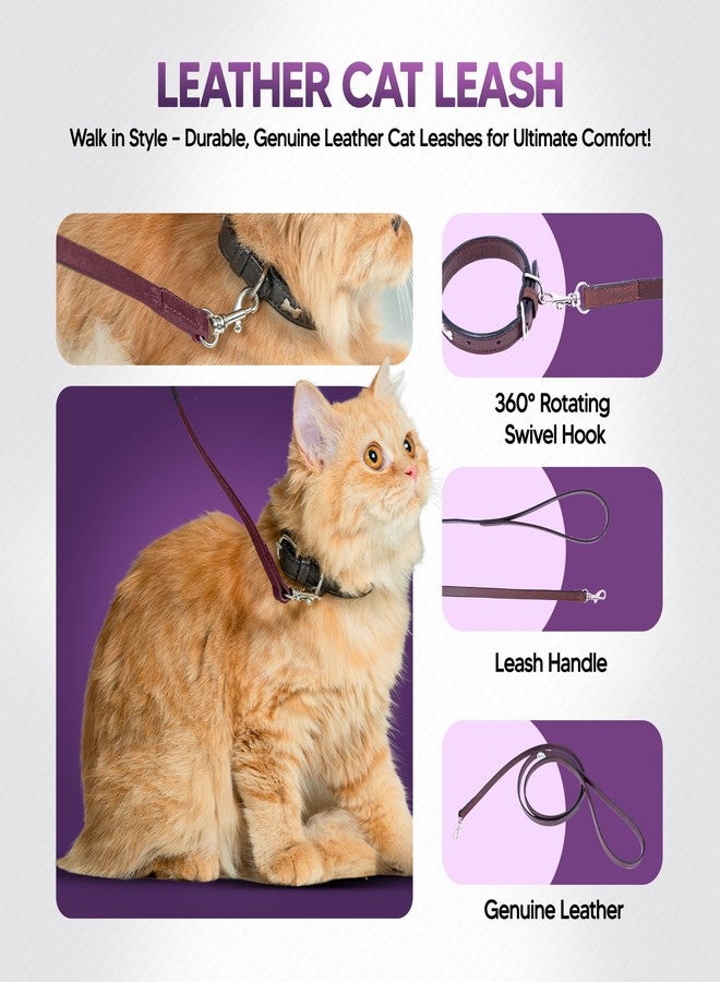 ADIL'S Adil’S Leather Cat Leash - Durable, Stylish & Comfortable Genuine Leather 4ft Long Leash with Secure Trigger Snap Hook for Safe Walks and Outdoor Adventures, (Chestnut) - Image 4