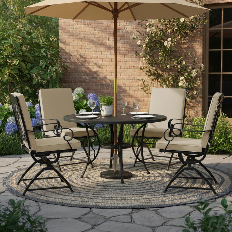 Summsun Outdoor Dining Chair Cushions 4 Pack, Water Resistant High Back Patio Seat Cushion Set with Ties, Removable Covers, Non-Slip Bottom for Garden Lawn Patio Furniture, 44 x 20 Inch, Cream - Image 2