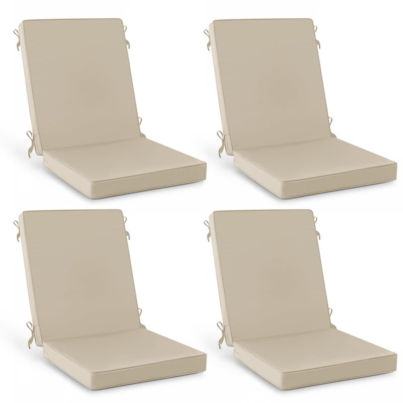 Summsun Outdoor Dining Chair Cushions 4 Pack, Water Resistant High Back Patio Seat Cushion Set with Ties, Removable Covers, Non-Slip Bottom for Garden Lawn Patio Furniture, 44 x 20 Inch, Cream - Image 1