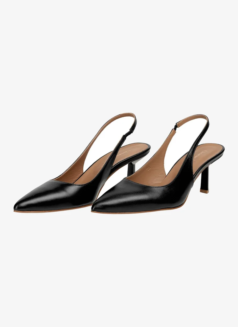 Christian Lacroix Christian Lacroix Women's Leather Kitten Heel Slingback Pumps - Black