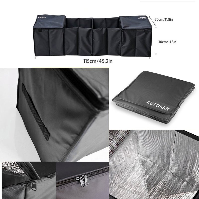 AUTOARK Cargo Foldable Multi Compartment Fabric Car Truck Van SUV Storage Basket Trunk Organizer and Cooler Set,Black,AK-018 - Image 3