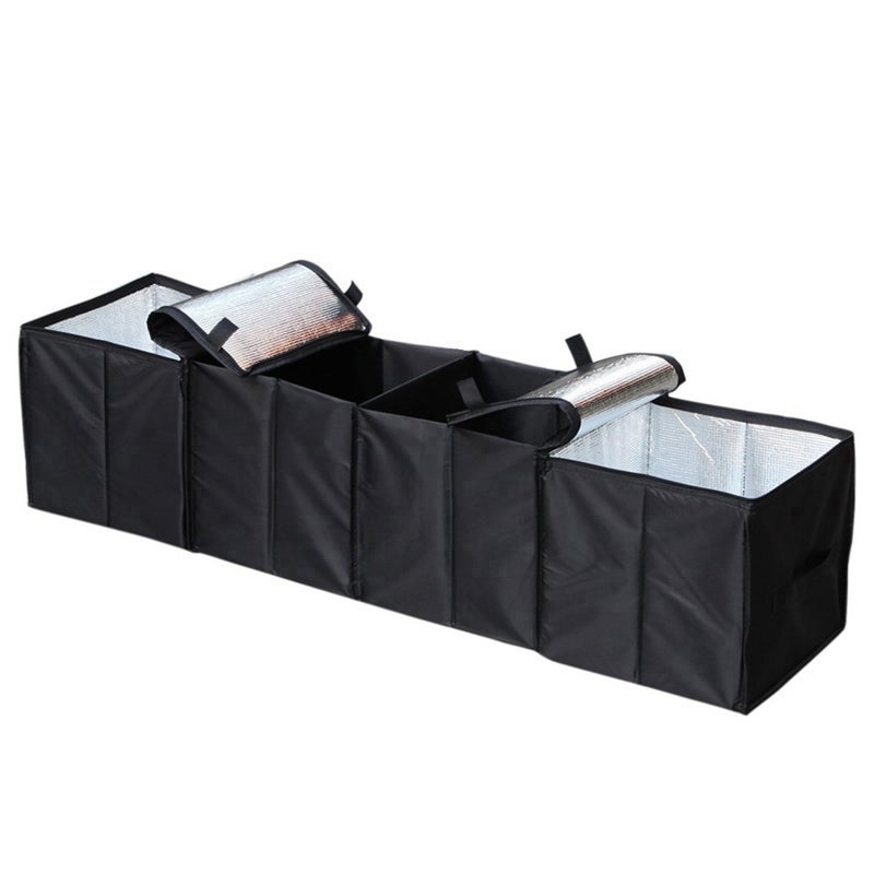 AUTOARK Cargo Foldable Multi Compartment Fabric Car Truck Van SUV Storage Basket Trunk Organizer and Cooler Set,Black,AK-018 - Image 1
