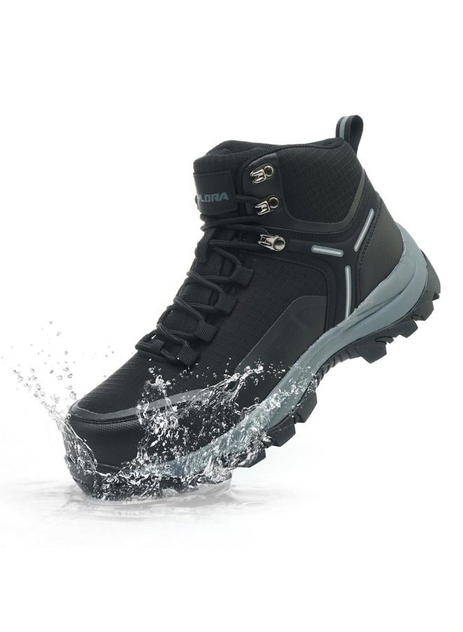 Xyldra Waterproof Steel Toe Boots for Men Wide Width Slip Resistant Work Shoes Lightweight Non Slip Safety Sneakers Construction Composite Toe Working Footwear, Black/Black, 10 - Image 1
