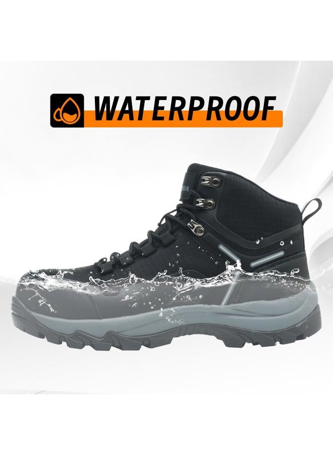 Xyldra Waterproof Steel Toe Boots for Men Wide Width Slip Resistant Work Shoes Lightweight Non Slip Safety Sneakers Construction Composite Toe Working Footwear, Black/Black, 10 - Image 3