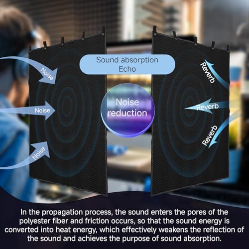 Saree 2 Pcs Large Sound Dampening Blanket 48" x 80", 850GSM Acoustic Sound Blanket with Grommets,Heavy Duty Studio Sound Absorption Blankets,Acoustic Blanket Noise Reduce,Light Blocker,Moving Blankets - Image 4