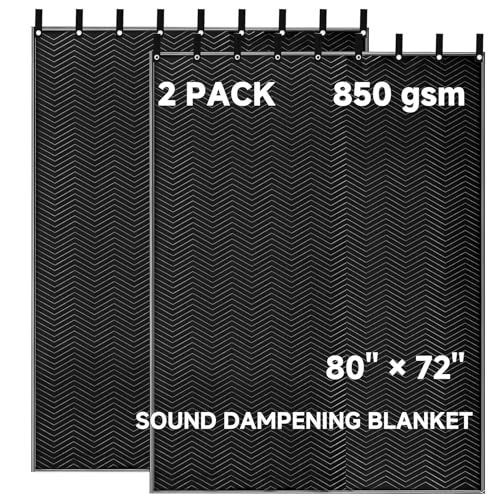 Saree 2 Pcs Large Sound Dampening Blanket 48" x 80", 850GSM Acoustic Sound Blanket with Grommets,Heavy Duty Studio Sound Absorption Blankets,Acoustic Blanket Noise Reduce,Light Blocker,Moving Blankets - Image 1