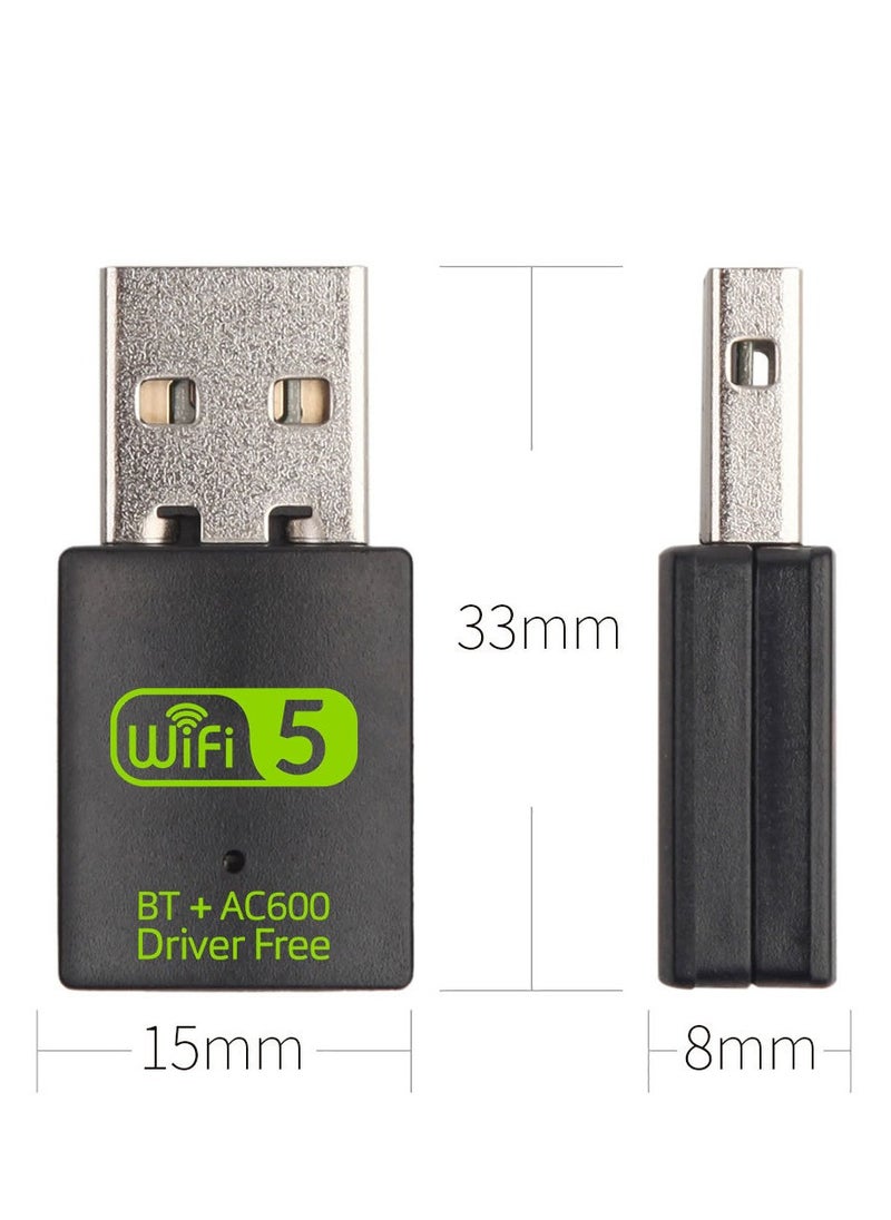 محول USB WiFi Bluetooth، جهاز استقبال خارجي للشبكة اللاسلكية ثنائي النطاق 2.4/5 جيجاهرتز بسرعة 600 ميجابت في الثانية، دونجل WiFi صغير بتقنية Bluetooth 5.0 لأجهزة الكمبيوتر الشخصية/الكمبيوتر المحمول/الكمبيوتر المكتبي - pzsku/ZA9EB6B9EC59A8EE1AA52Z/45/_/1728714301/b8acf45a-6911-40ef-8876-8950bfe603c3