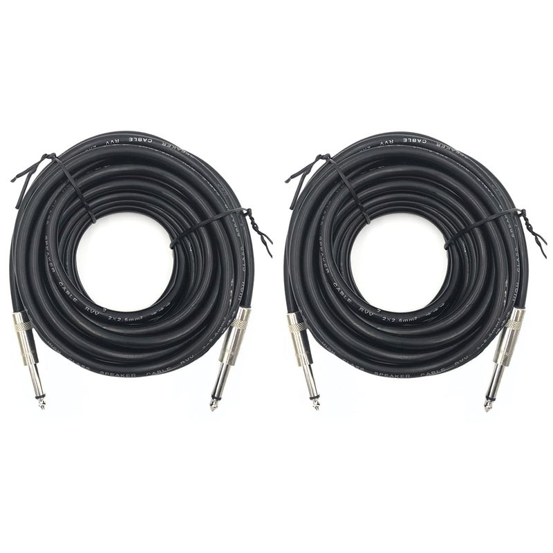 ROCMUZZK 2 Pack 30ft 1/4 Inch to 1/4 Inch Male Speaker Cable, 30 feet 6.35mm Stereo Audio Connection Cord, 12 Gauge AWG Wire - Image 1