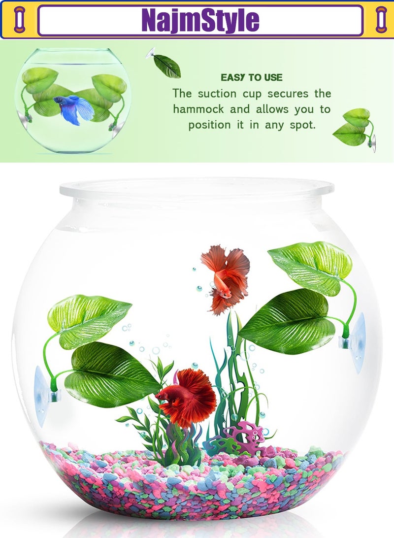 NajmStyle 4 Pieces Betta Bed Leaf Hammock for Betta Fish, Lightweight and Realistic Resting Spot, No BPA, Practical, Comfortable and Safe (Double Leaf) - Image 4
