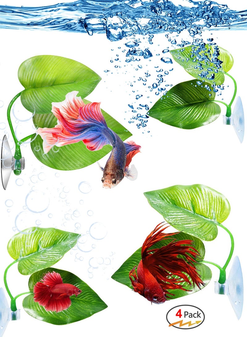 NajmStyle 4 Pieces Betta Bed Leaf Hammock for Betta Fish, Lightweight and Realistic Resting Spot, No BPA, Practical, Comfortable and Safe (Double Leaf) - Image 1