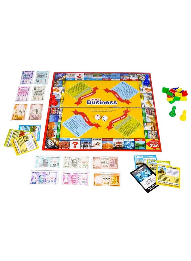 RATNA'S Little Business 5-In-1 Board Game Popular With Notes - Includes Other Games Like Ludo, Snakes & Ladders, Car Rally, And Cricket - Made In India  - Image 1