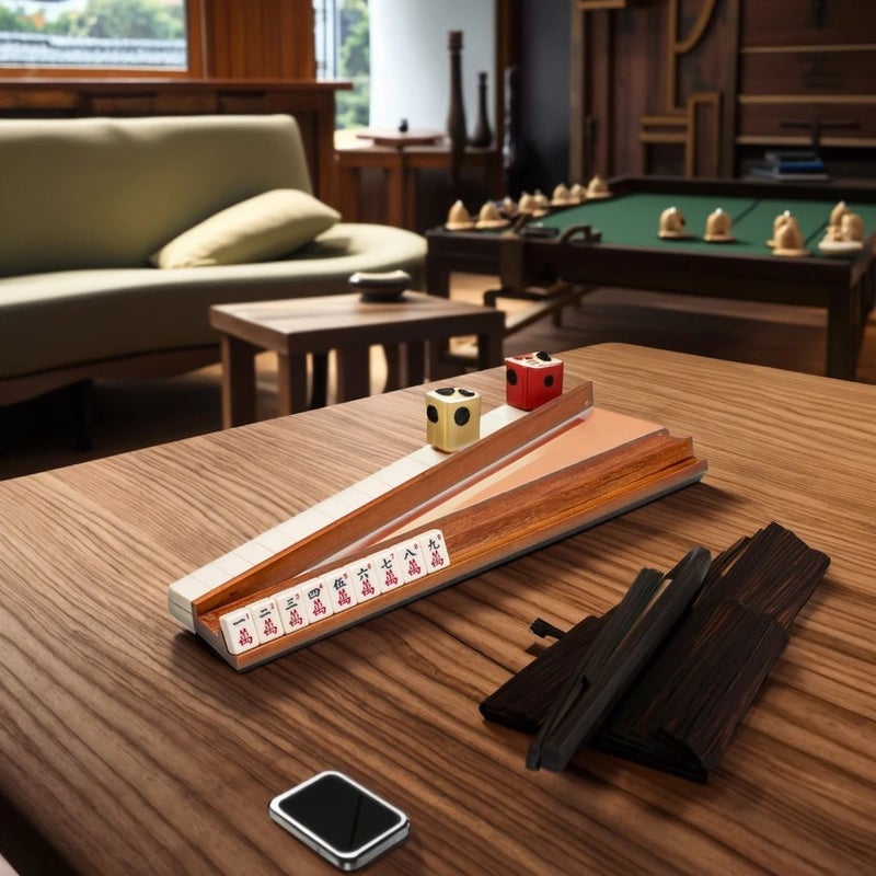 Y&D Premium Wooden Mahjong Racks with Pushers - Solid Wood Mahjong Game Holders for Board Games Party  1pcs - Image 3