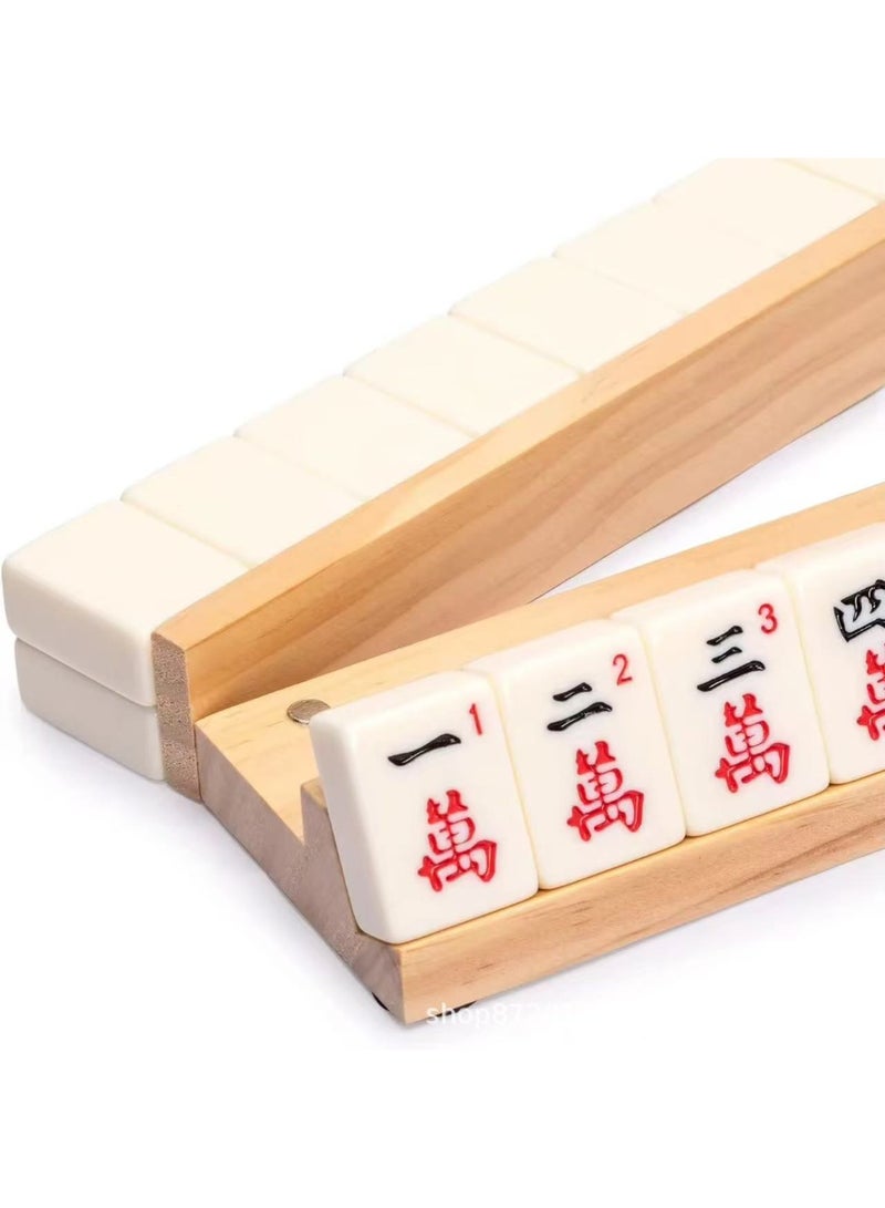 Y&D Premium Wooden Mahjong Racks with Pushers - Solid Wood Mahjong Game Holders for Board Games Party  1pcs - Image 1