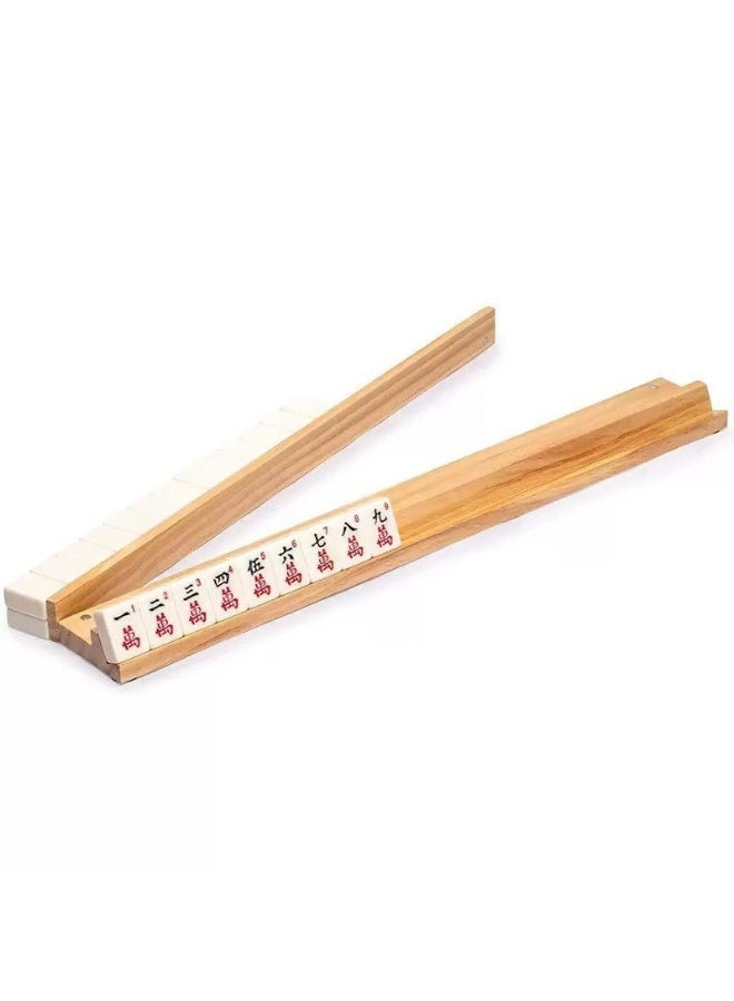 Y&D Premium Wooden Mahjong Racks with Pushers - Solid Wood Mahjong Game Holders for Board Games Party  1pcs - Image 2