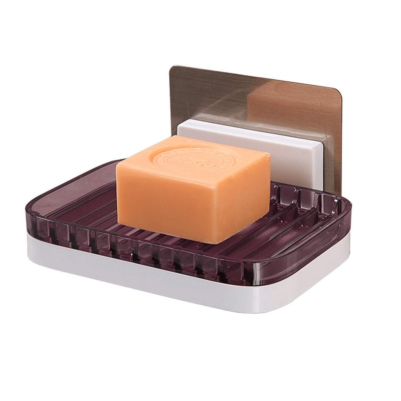 FORKLS Bathroom ABS Plastic Self Adhesive Soap Holder for Kitchen & Bathroom with Drain Tray- Multicolors - Image 1