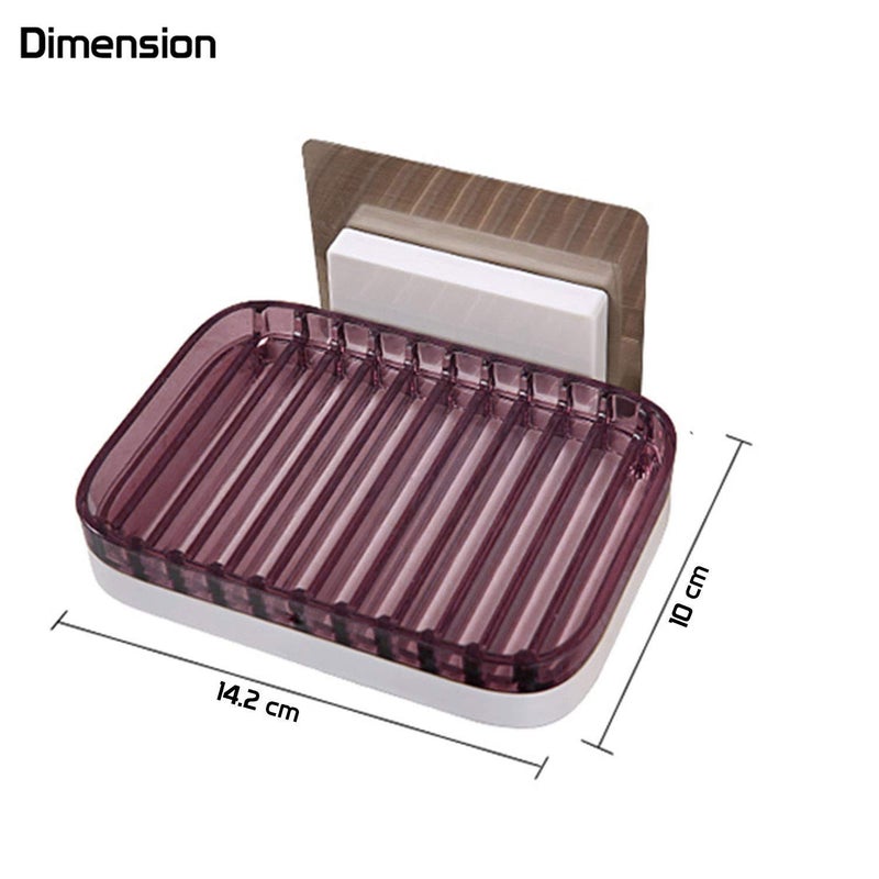 FORKLS Bathroom ABS Plastic Self Adhesive Soap Holder for Kitchen & Bathroom with Drain Tray- Multicolors - Image 2