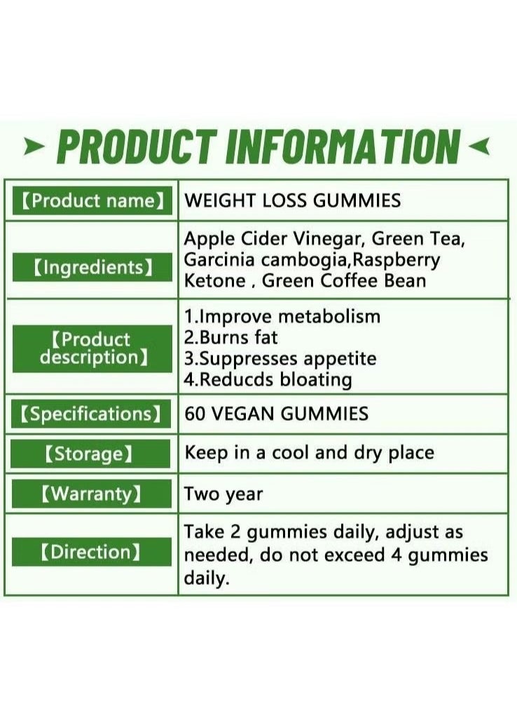 Daynee Weight Loss Gummies, Keto+ACV Weight Loss Gummies, Powerful Fat Burning and Appetite Suppression for Women and Men, Apple Flavored Slimming Gummies, 60 Vegan Gummies  - Image 2