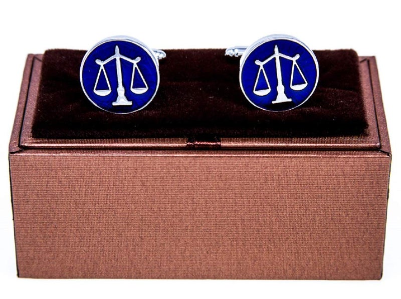 MRCUFF Law Scales of Justice Attorney Lawyer Pair Cufflinks in Presentation Gift Box & Polishing Cloth - Image 2
