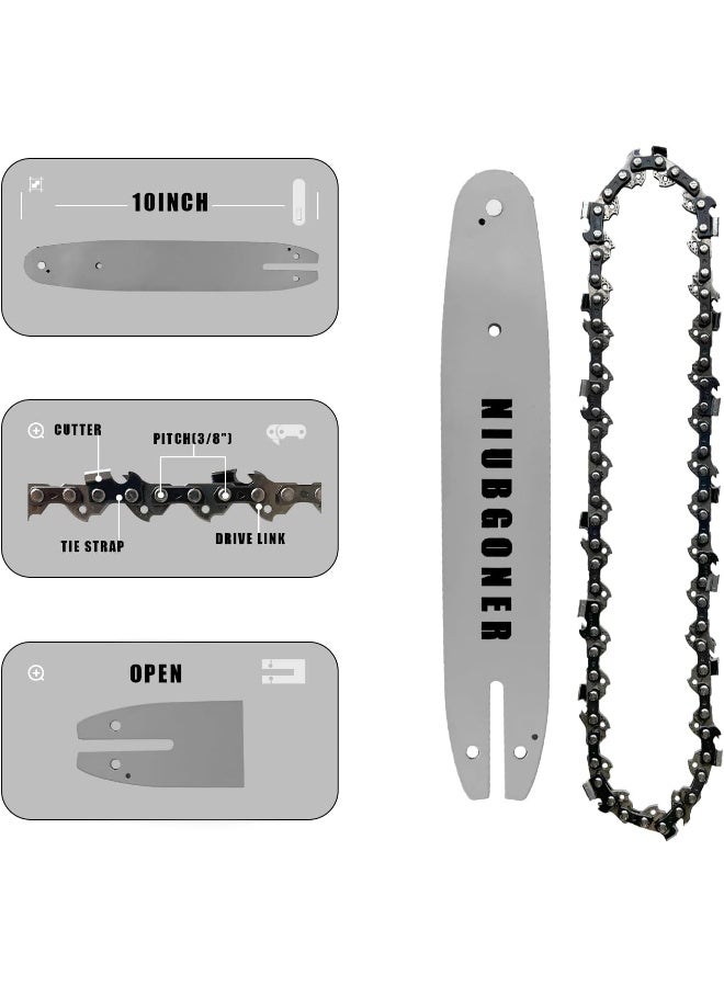 NIUBGONER 10 Inch Chainsaw Bar Combo, 3/8 Lp Pitch - .050 Gauge 39 Drive Links  - Image 2