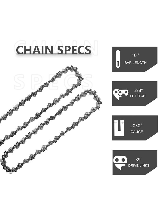 NIUBGONER 10 Inch Chainsaw Bar Combo, 3/8 Lp Pitch - .050 Gauge 39 Drive Links  - Image 4