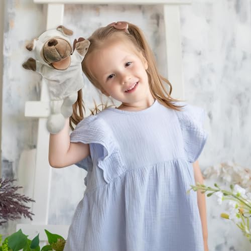 Easfan Puppy Hand Puppet Soft Animal Plush Toy with Movable Mouth Interactive Storytelling Cute Dog Toys Creativity and Imagination Christmas Birthday Gifts for Toddlers Kids,12.5'' - Image 3