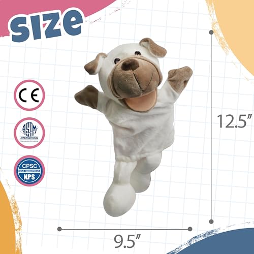 Easfan Puppy Hand Puppet Soft Animal Plush Toy with Movable Mouth Interactive Storytelling Cute Dog Toys Creativity and Imagination Christmas Birthday Gifts for Toddlers Kids,12.5'' - Image 4