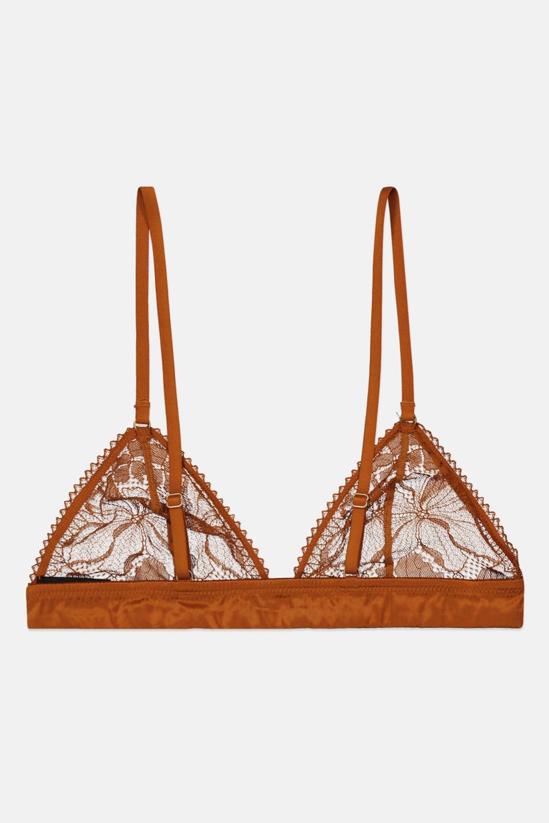 Etam Women Non Padded Lace Bra, Brown - Image 2