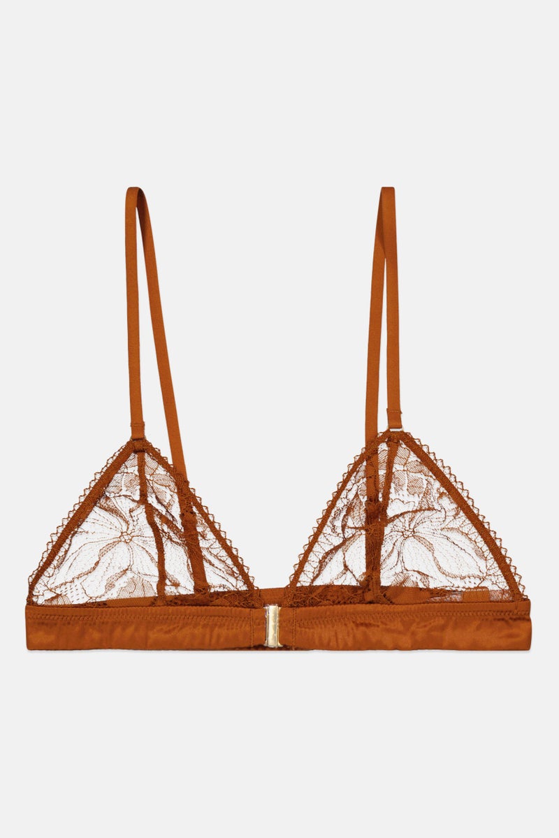 Etam Women Non Padded Lace Bra, Brown - Image 1
