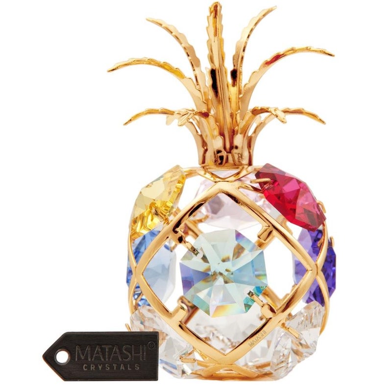 matashi Matashi 24K Gold Plated Crystal Studded Pineapple Ornament Home Decorative Tabletop Showpiece for Living Room Gift for Christmas Valentine's Day Mother's Day Birthday Gift for Mom Wife Girlfriend - Image 1