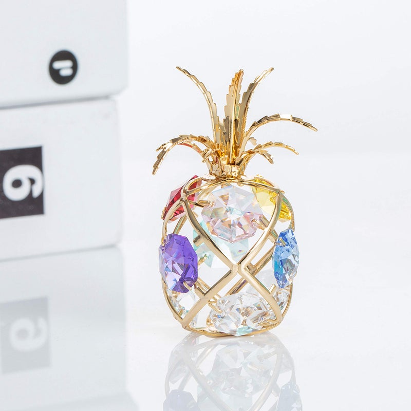 matashi Matashi 24K Gold Plated Crystal Studded Pineapple Ornament Home Decorative Tabletop Showpiece for Living Room Gift for Christmas Valentine's Day Mother's Day Birthday Gift for Mom Wife Girlfriend - Image 2