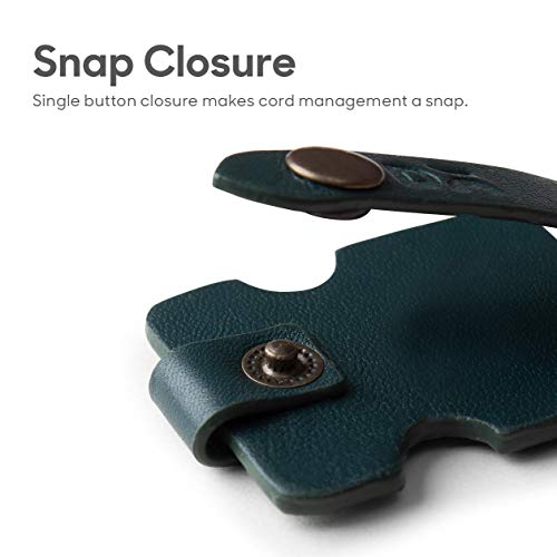 DailyObjects Flake Cable Wrap for Cables/Chords/Wires | Wire Winder, Headphones Holder, Mini Clip Organiser | Made, Dry-Milled Leather | (Green and Red) - Set of 2 - Image 4