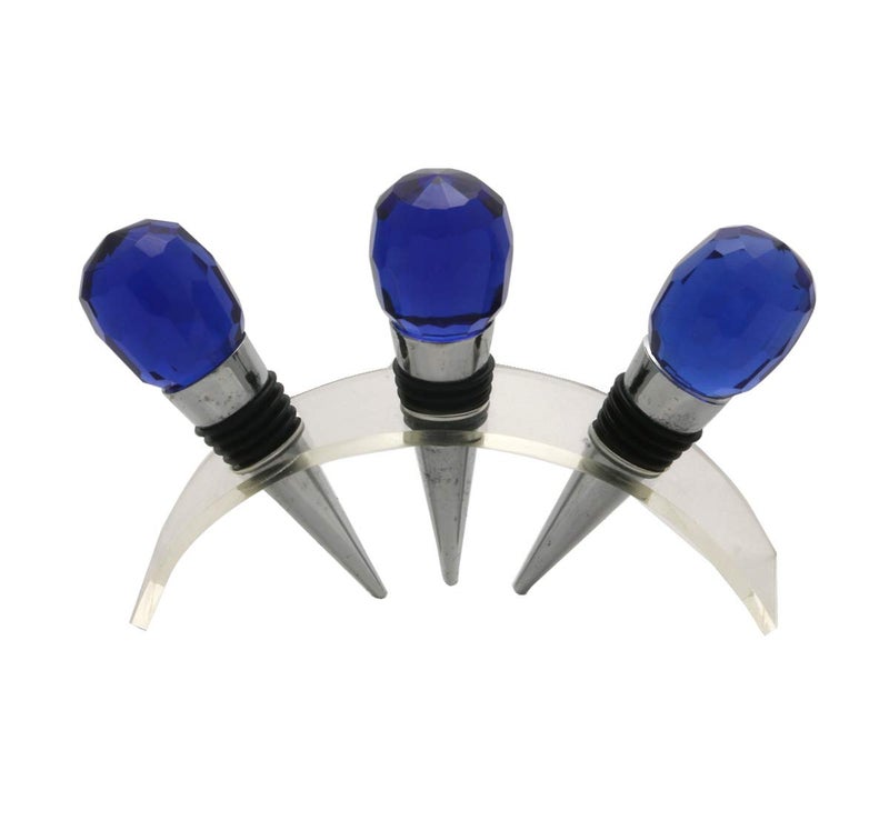 Steren Impex | Crystal Head - Wine Stopper | Blue Color (Pack of 3) - Image 2