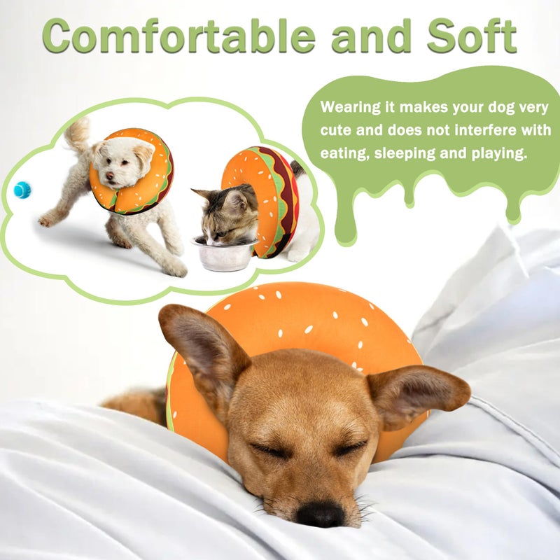 Cneo Inflatable Dog Cone Collar for Large Medium Small Dogs, Soft Adjustable Recovery Cone Collar for Dogs Cats,Dog Neck Donut Cone Alternative After Surgery(Hamburger,Medium+ - Image 3