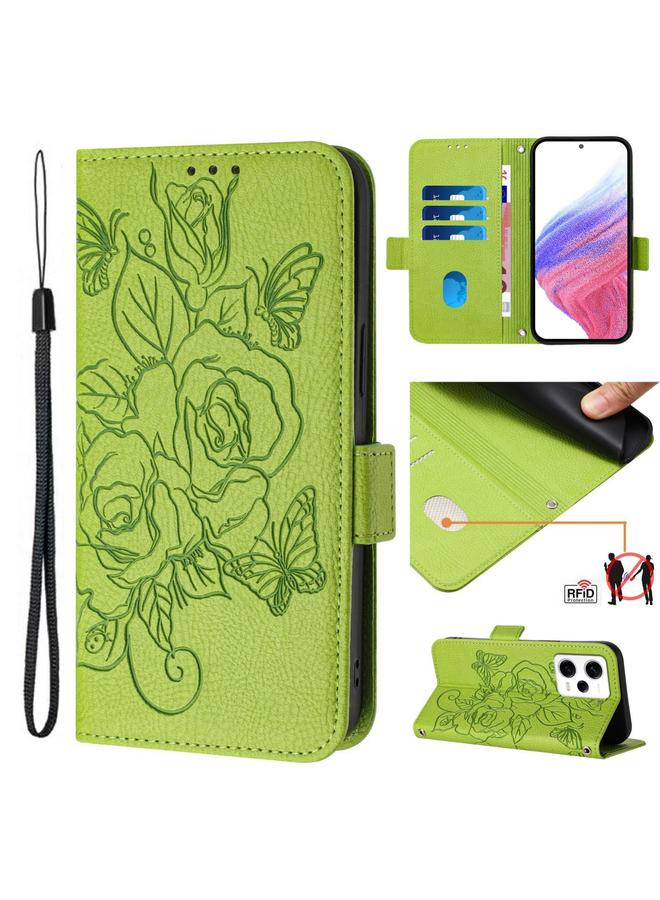 S-TOP Case For Redmi Note 12 Pro+ 5G India Embossed Rose RFID Anti-theft Leather Phone Case - Image 1