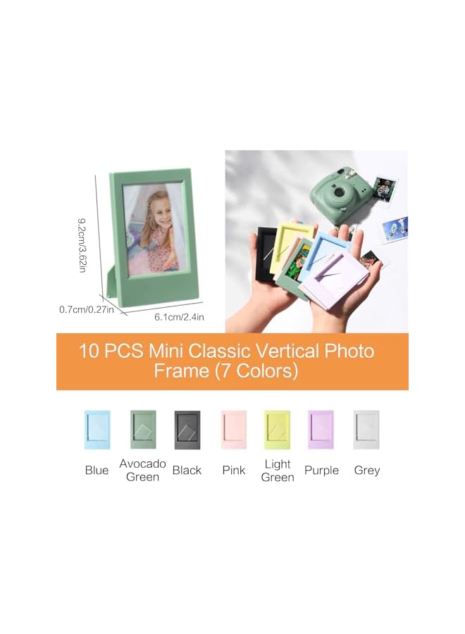 The Bros 10 Pcs 3 Inch Creative Photo Frame, Instax Mini Frames Bracket Set for Polaroid Picture Frame/90/40/Mini Evo/12/11/9/8/7/Instax Film - Table Decor Polaroid Film Frame for Photos（7 Colors） - Image 2