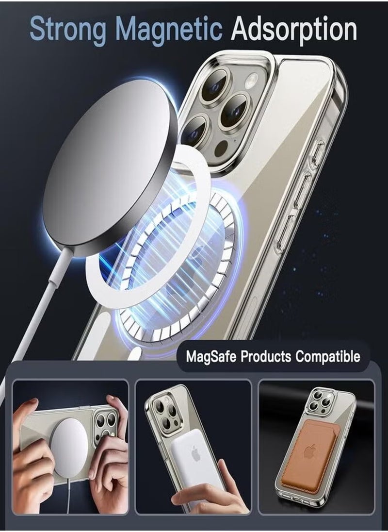 Generic - For iPhone 15 Pro Absorption MagSafe/Wireless Charging Case Cover Transparent - Image 1