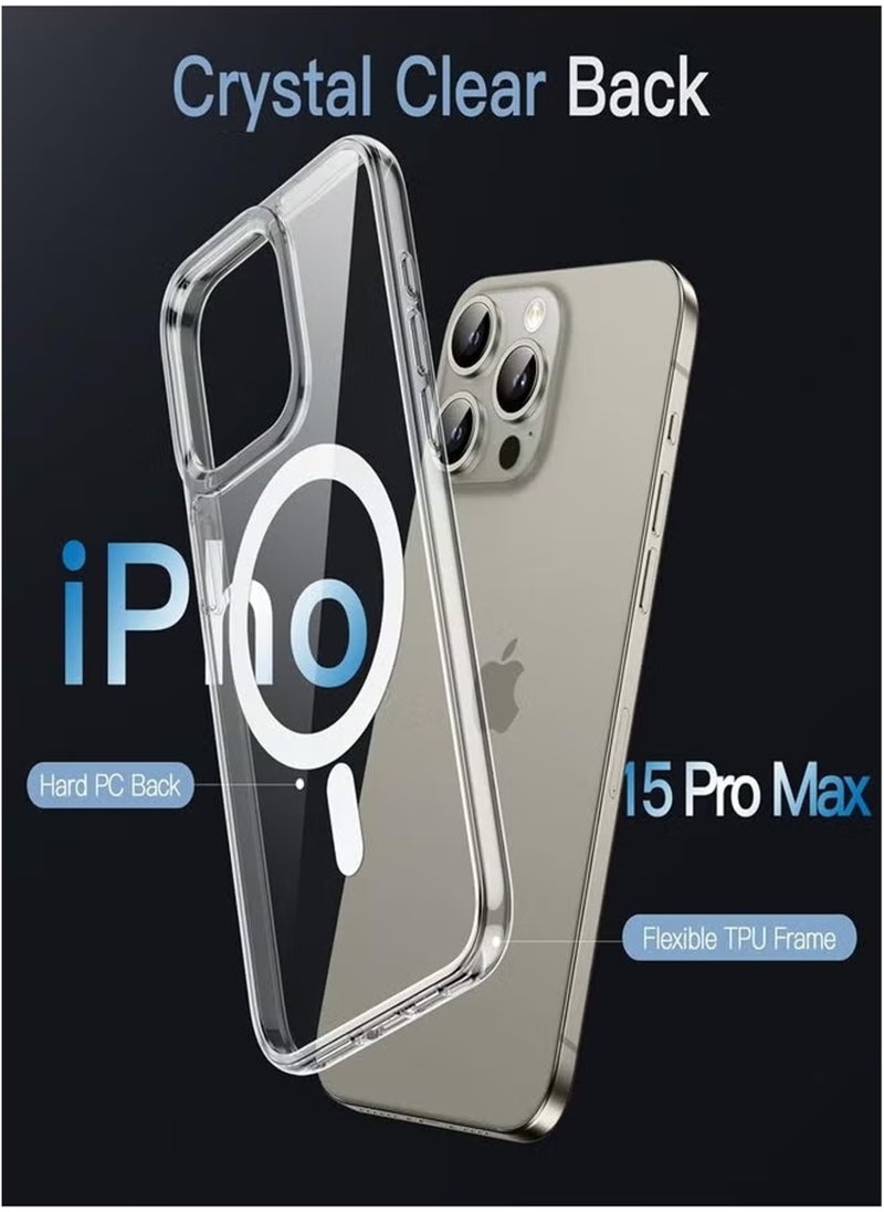 Generic - For iPhone 15 Pro Absorption MagSafe/Wireless Charging Case Cover Transparent - Image 1